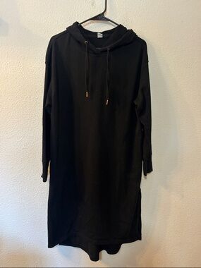 Old Navy Black Hoodie Sweatshirt Dress with Drawstring